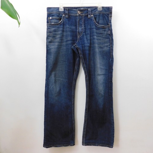 Pantalones de mezclilla Silver Jeans Co. ZAC azules desgastados relajados rectos para hombre W34/L34 - Imagen 1 de 10