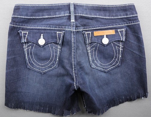 Pantaloncini jeans vintage donna True Religion taglio USA punto spesso patta taglia 26 - Foto 6 di 9