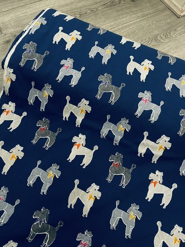 1M Blau Jersey Lycra Pudel Hund Druck Mehrfarbig Stoff 58" Neu - Bild 3 von 4