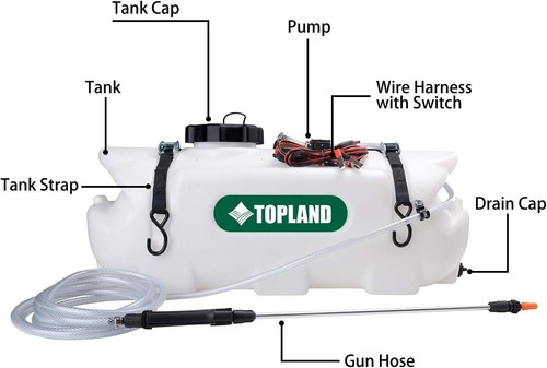 TOPLAND 60L 12V ATV Weed Sprayer Broadcast and Spot Spray Chemical Tank Multiple - Picture 7 of 9