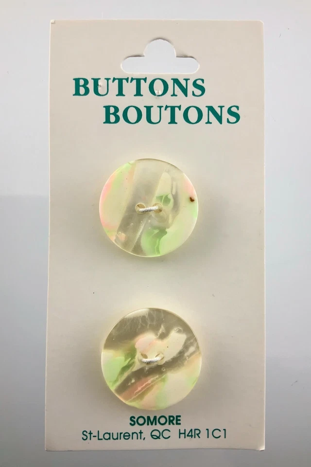 New Old Stock Set Of 2 Vintage MOP Mother-Of-Pearl Buttons .75in Pattern 347D - Image 2 of 4