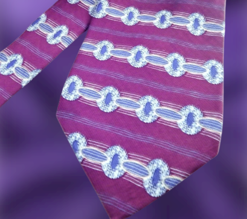 Mens Neckwear Kenneth Cole Designer Silk Neck Tie Red Gold Blue Geometric Stripe - Bild 7 von 8