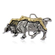 Lady Bull Western Antique Gold/Silver Metal Belt Buckle US