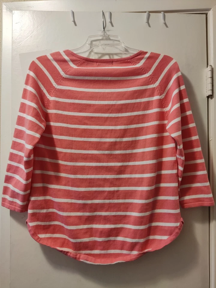 Jeanne Pierre Women's Pink Knitted Striped 3/4 Sleeve Blouse Size S. P-T-P:18in - Изображение 3 из 3