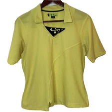Women's Golf Polo Shirt Medium Textured Lightweight Yellow Green Unique 2 A Tee