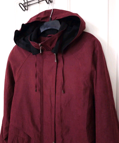 Womens FS Limited ALL WEATHER Hooded Zip Parka Coat Jacket Large Wine RED Lined - Picture 7 of 15