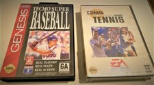 Vtg Sega Genesis Game Lot 1994 Tecmo Super Baseball & IMG Tennis AS IS UNTESTED