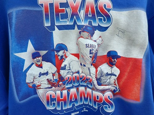 Texas Rangers 2023 World Series Champions Blue Size L Graphic Hooded Sweatshirt - Picture 3 of 5