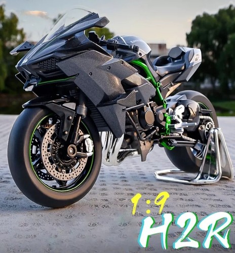 1:9 Kawasakis H2R Ninja Alloy Die Cast Motorcycle Model Toy - Sounds and Lights - Picture 2 of 9