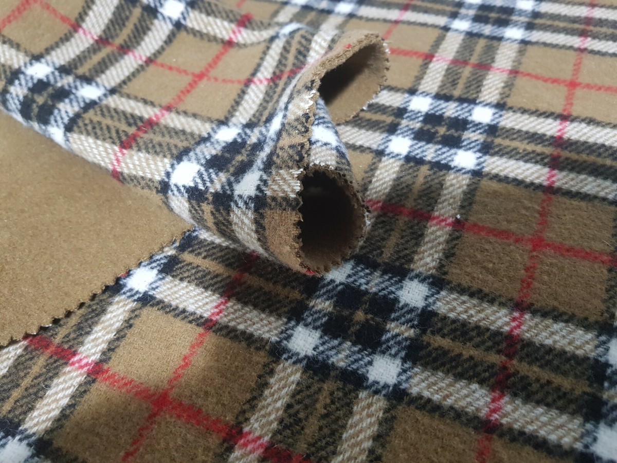 Bonded Melton Fabric Fashionable Tartan Print ideal for Jackets Hoodies UK  Stock