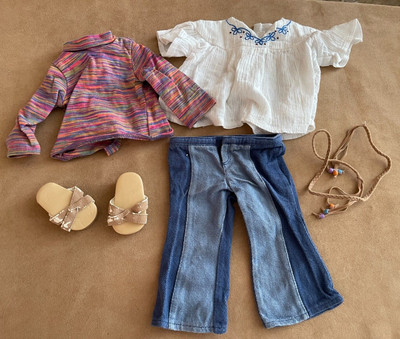 American Girl Doll Julie Historical Meet Outfit belt Clothes Hippie jeans shirt