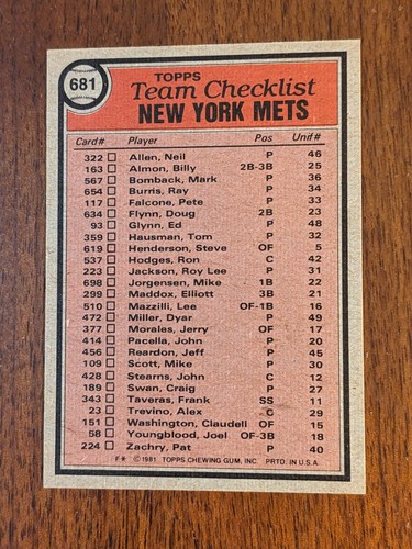 1981 Topps Baseball Card Singles Complete Your Set U-Pick (#'s 601-823) NMT-MNT - Picture 178 of 238