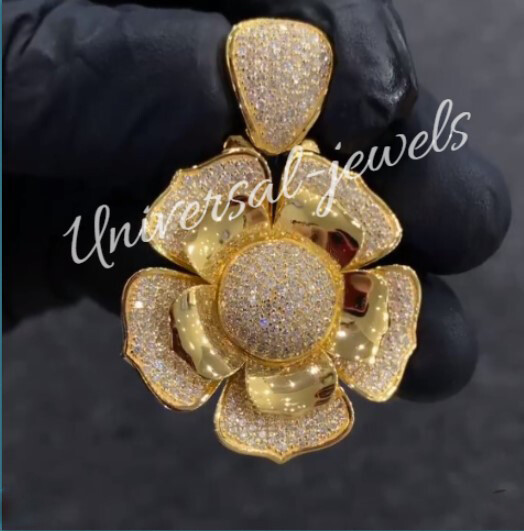 Attractive 2.2ctGenuine Moissanite 3D Floral 14k Gold Plated Pendant- Free Gift Attractive 2.2ctGenuine Moissanite 3D Floral 14k Gold Plated Pendant- Free Gift