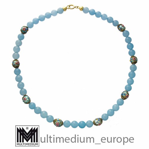 Vtg Murano Glas Halskette Hell Blau glass necklace light blue - Imagen 3 de 4