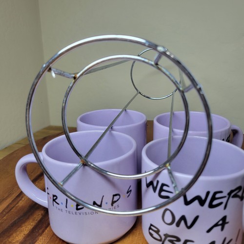 Friends TV Show Purple Ceramic Coffee Mug Cup Stackable Set of 4 With Stand - Picture 11 of 14