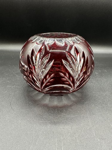 Cut to Clear Ruby Red Glass Rose Bowl 4.5" - Picture 2 of 7