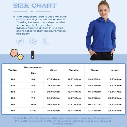 Kids Girls Casual Hoodie Long Sleeve Lightweight Hooded Sweatshirt Pullover Tops - Picture 15 of 106