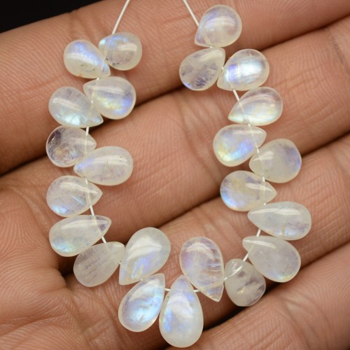 23Pcs 38Cts Natural Rainbow Moonstone Teardrop Briolette 7x5-10x6mm#13553 - Picture 4 of 8