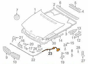 NEW BMW 7 E38 ENGINE HOOD RELEASE CABLE LHD 51238150080 OEM - Picture 2 of 11