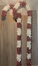 Large 48" Tall Tinsel Candy Canes 2 pc Red and White Holiday Decor