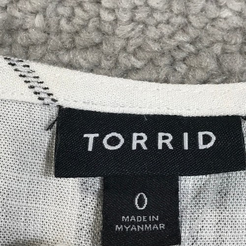Torrid Top Womens 0 Dolmain Tie Gray White Tank Blouse Casual Ladies - Picture 5 of 10