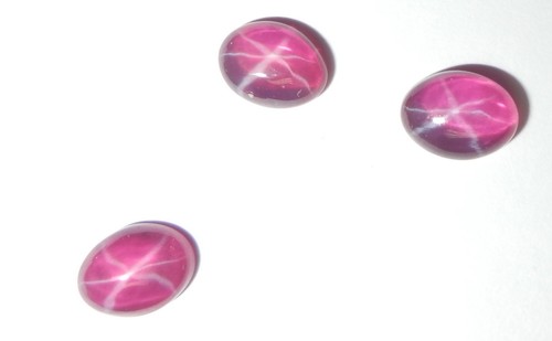 Transparent Star Ruby Oval 8x6 mm Cabochon 6 Rayed Lab-created Stone 3 pcs Lot