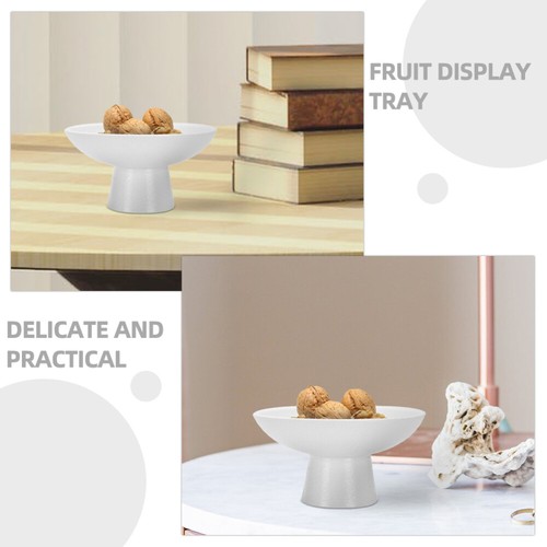 Large Decorative Bowl Fruit Tray Ceramic Footed White with Stand - Picture 11 of 12