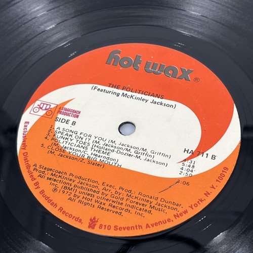 The Politicians Featuring McKinley Jackson Lp 1972 ORIG Ultrasonic Clean VG/G+ - Picture 5 of 7