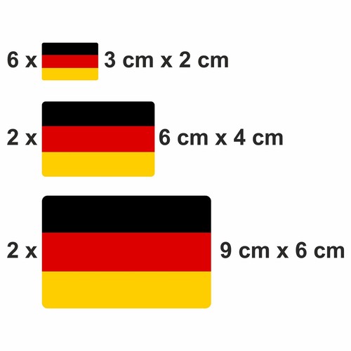 Set 10 Pezzi Adesivi Bandiere Germania | Sticker Germany - Foto 2 di 3