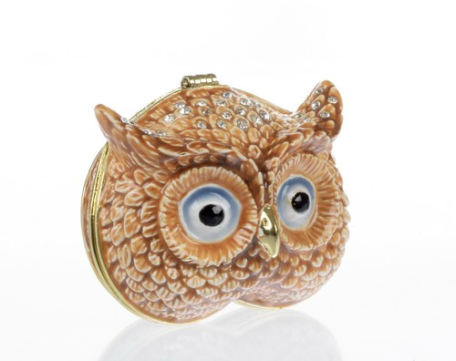 Owl Trinket Box hand-made by Keren Kopal with Austrian Crystal - Afbeelding 1 van 7