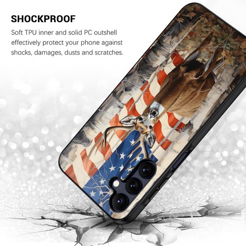 Anti Wear Cover für Samsung S25 S24 S23 S21 S22 FE Ultra amerikanische Flagge Hirsch Bock - Bild 14 von 25