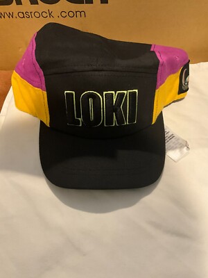 Disney Parks Loki Master of Mischief Black and Yellow Marvel Snap Back Hat BNWT
