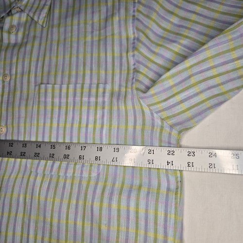 Bugatchi Uomo Button Down Shirt Short Sleeves Light Multicolor Men's Size Large - Picture 7 of 9