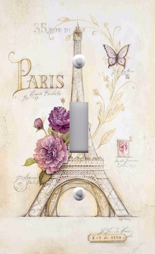 PARIS FRENCH EIFFEL TOWER ROSES Light Switch Plate Outlet Wallplate Covers - Picture 2 of 26
