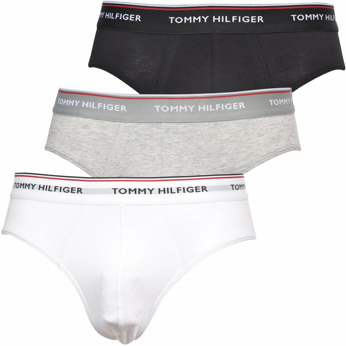 Tommy Hilfiger 3-Pack Premium Stretch Men's Briefs, Black/White/Grey