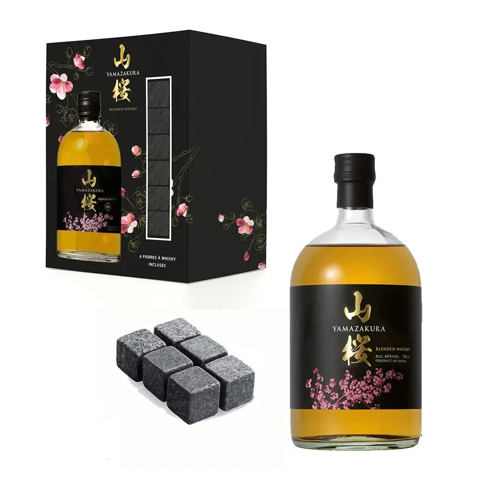Whisky YAMAZAKURA confezione regalo con 6 pietre refrigeranti - 50 cl