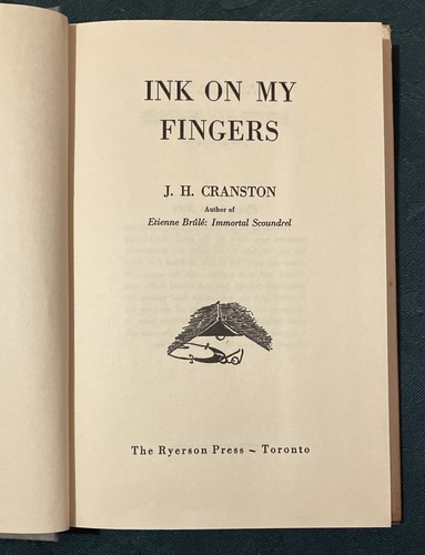 Ink On My Fingers by J H Cranston Hardcover 1st Edition 1953. Good Condition - Picture 9 of 12
