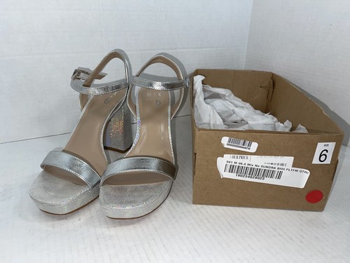 Silberne Plateau-Stack-Heels mit Knöchelriemen Größe 6 neu - Bild 2 von 6