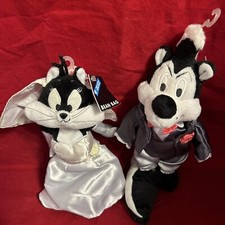 1999 Pepe le pew Groom And BRIDE Looney Tunes Stuffed Plushie Rare