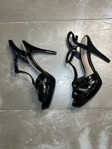 Gianni Bini Black Glossy Strappy Black Stilettos High Heels Ladies 7 NWOT - Picture 6 of 7