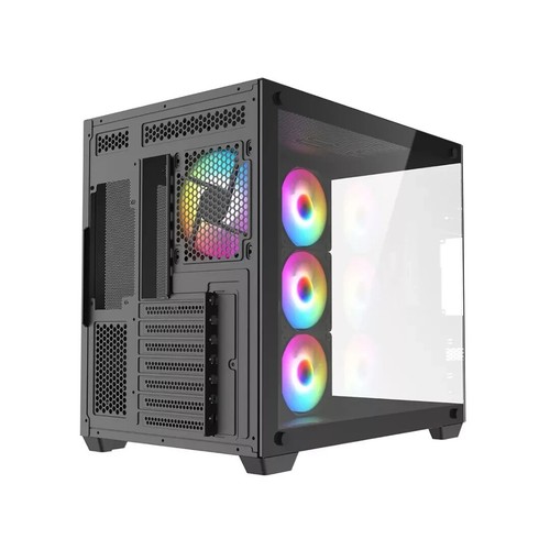 CRONUS Pallas ATX Cube ARGB Gaming Case RGB Fans Tempered Glass - Black - Afbeelding 6 van 12