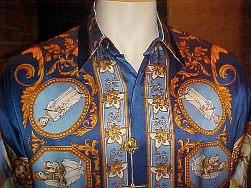 CAMICIA UOMO CREME DE SILK SETA GRECA STILE TEMA RELIGIOSO 8001 TAGLIA MEDIA NUOVA CON ETICHETTE - Foto 2 di 6