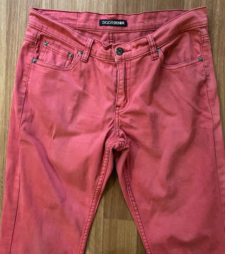 Ziggy Denim mens jeans Sticks & Bones red stretch tapered leg denim W32 defects - Picture 2 of 10
