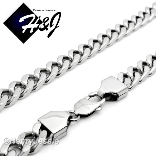 24"MEN Stainless Steel HEAVY 9mm Silver Cuban Curb Necklace Cross Pendant*A11 - Picture 6 of 6