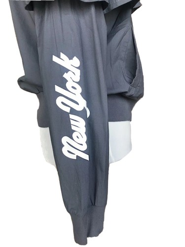 Women’s New York Mets Gray Bomber Jacket with ruffle W/ Rhinestones BLING! S/M - Picture 11 of 12