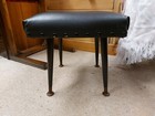 Small Square Black Vinyl Padded Top Stool/Footstool on Dansette Legs