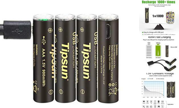 Tipsun Usb Rechargeable Aaa Batteries Lithium Ion Aaa Rechargeable Batteries In Ebay