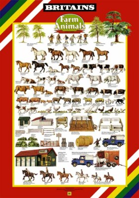 BRITAINS TOYS FARM SHOP DISPLAY POSTER No.86 1980's Animal Tractor Poster A3