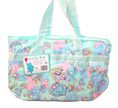NEW WITH TAG VINTAGE CUTIE PIE  GREEN  DIAPER BAG WITH /CHANING PAD  12'' X 17''