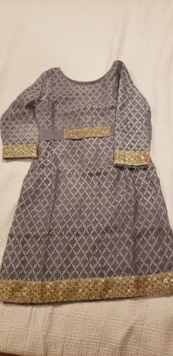 Pakistani/Indian girls 3 pc suit, Gray, salwar kameez, Sz 10-12y - Picture 1 of 6